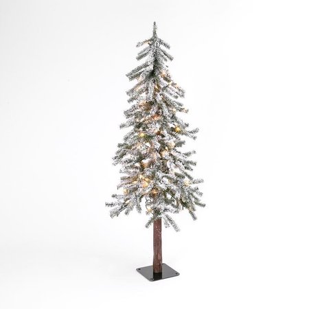 L & L Gerson 4 ft. Slim LED 100 ct Flocked Alpine Christmas Tree 2496400